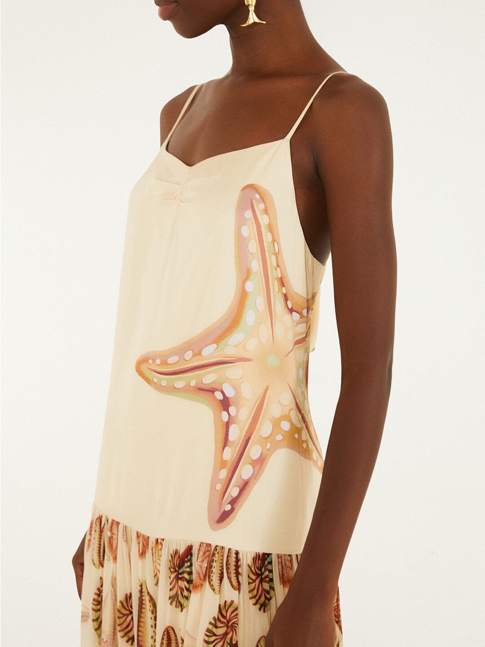 FARM Rio Cream MARINE SHELLS SAND SLEEVELESS MAXI DRESS - Picture 3 of 8